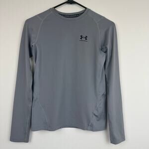Under Armour Youth Heatgear Long Sleeve Crewneck Light Grey Active Shirt Large
